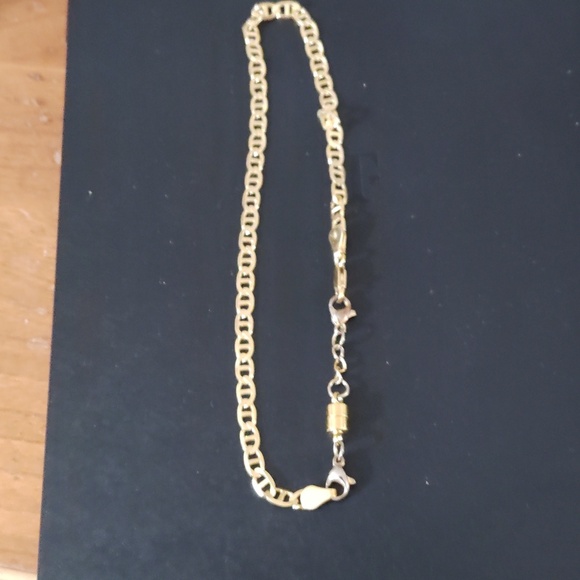 14k Gold Over Sterling 9.5 in. Mariner Link Ankle Bracelet w. 2 in. Extender - Picture 2 of 2